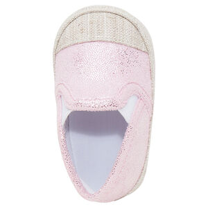 Παπουτσάκια με μπαρέτα σε ιριδίζον χρώμα σε στιλ εσπαντρίλιας με λάστιχα 