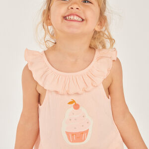 Σετ 2 τεμαχίων, αμάνικο μπλουζάκι + σορτσάκι για κορίτσι μωρό 