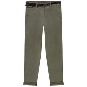 Παντελόνι slim με αφαιρούμενη πλεκτή ζώνη για κορίτσι 