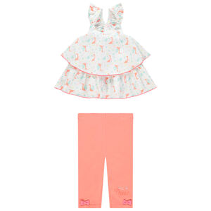 Σετ με Τουνίκ βολάν με σχέδιο και κολάν με φιόγκους 