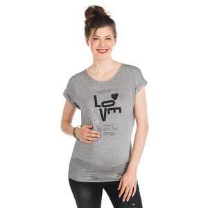 Κοντομάνικη τουνίκ εγκυμοσύνης με στάμπα και αζούρ πλάτη 