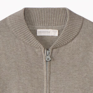 Πλεκτό γιλέκο με φερμουάρ και γιακά teddy μονόχρωμο για αγόρι 