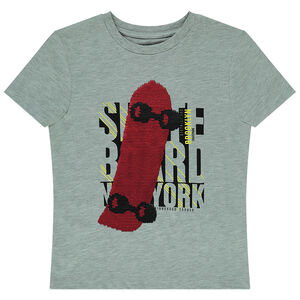 T-shirt manches courtes print et sequins magiques printés pour garçon Main T-shirt manches courtes print et sequins magiques printés pour garçon