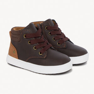 Bottillons marron foncé à lacet et zip pour bébé garçon 