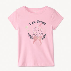 T-shirt με κοντά μανίκια και διακοσμητικό print με παγιέτες για κορίτσι 