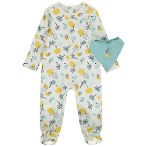 Φορμάκι effet côtelé με φαντεζί σχέδιο + σαλιάρα για bebe αγόρι με διαφορετικά ανοίγματα ανάλογα με την ηλικία 