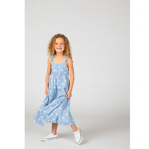 Robe longue volantée imprimé pois pour fille Main Robe longue volantée imprimé pois pour fille