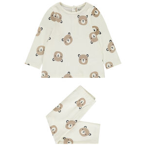 Σετ πιτζάμας από πλεκτό με σχέδιο αρκουδάκια για μωρό με διαφορετικές λεπτομέρειες ανάλογα με την ηλικία 