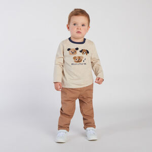 T-shirt manches longues à patchs bouclettes chiens pour bébé garçon 