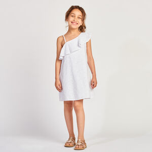 Ασύμμετρο φόρεμα από δαντέλα με βολάν για κορίτσι 