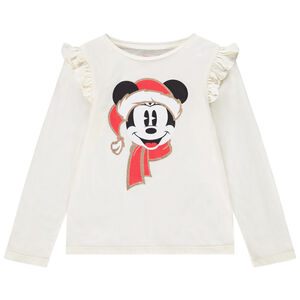 T-shirt manches longues en jersey print Minnie Disney Noël pour fille Main T-shirt manches longues en jersey print Minnie Disney Noël pour fille