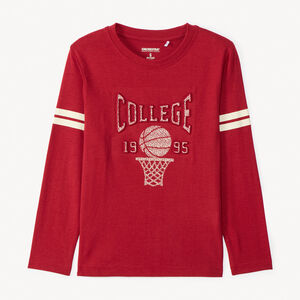 T-shirt manches longues print basket en relief pour garçon 