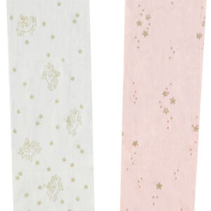 Σετ από 2 ζευγάρια λεπτά καλσόν με σχέδια glitter για bebe κορίτσι 