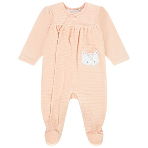 Dors-bien en velours dévoré avec renard brodé pour bébé fille Main Dors-bien en velours dévoré avec renard brodé pour bébé fille