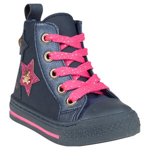 Baskets montantes à zip et lacet avec patchs étoiles Lulu Castagnette 