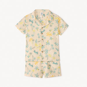 Σέτ 2 τεμαχίων, κοντομάνικη πουκάμισο + σορτσάκι με τροπικά μοτίβα για μωρά αγόρια 