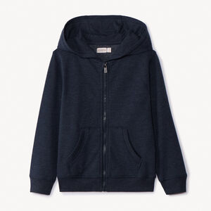 Ζακέτα με κουκούλα από φούτερ μονόχρωμη για αγόρι 