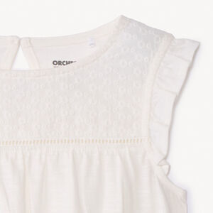 T-shirt με κοντά μανίκια από jersey slub και broderie anglaise για κορίτσι 