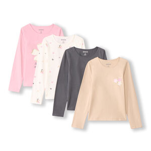 Lot de 4 t-shirts manches longues fantaisie pour fille 