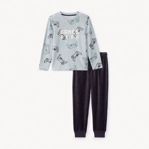 Σετ πιζάμας από βελούδο με εκτύπωση gameboy για αγόρια 