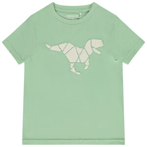 Κοντομάνικο μπλουζάκι με κέντημα σε φαντεζί εφέ bouclé για αγόρι 