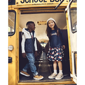 Robe bi-matière effet 2 en 1 imprimé floral pour fille 