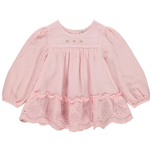 Τουνίκ με μακριά μανίκια από κεντημένο τετράγωνο για μωρό κορίτσι 