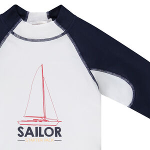 "Μπλούζα μακρυμάνικη anti-UV SPF 50+ με σχέδιο ιστιοφόρο για αγόρι" 