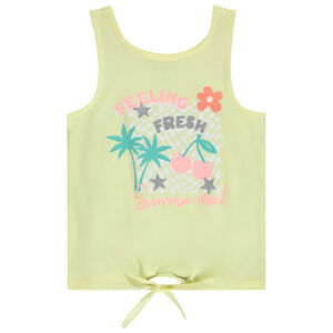 Αμάνικο μπλουζάκι με φιόγκο και φαντεζί σχέδιο με γκλίτερ για κορίτσι 