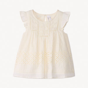 Τουνίκ κοντομάνικο με βολάν και κεντήματα για bebe κορίτσι 