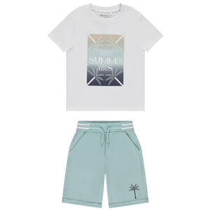 Σέτ κοντομάνικου μπλουζιού φαντασίας + βερμούδας για αγόρι 