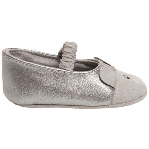 Μπαλαρίνες μαλακές ασημένιες με σχέδιο ποντίκι για bebe κορίτσι 