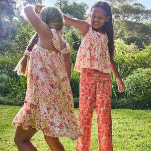 Τοπ σε σχήμα péplum από voile με εφέ crépon και φλοράλ σχέδιο για κορίτσι 