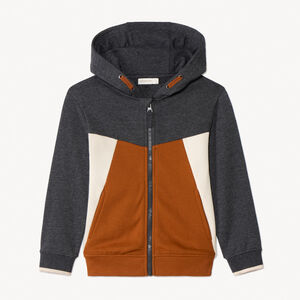 Γιλέτ με μακριά μανίκια και εφέ colorblock, με κουκούλα, για αγόρι. 