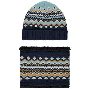 Ensemble bonnet et snood en tricot doublé sherpa pour garçon 