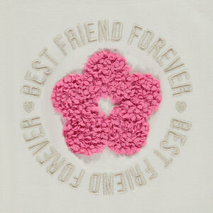 Κοντομάνικο μπλουζάκι με λουλούδι effet πέταλα 3D για κορίτσι 