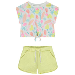 Σετ κοντό 2 κομματιών με t-shirt με print για κορίτσι 