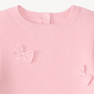 Pull bébé fille en tricot avec nœuds en relief 