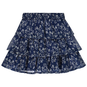 Φούστα κοντή με λουλούδια από τούλι και βολάν για κορίτσι 