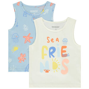 Σετ από 2 αμάνικα μπλουζάκια φαντεζί από jersey slub για μωρό αγόρι  Main Σετ από 2 αμάνικα μπλουζάκια φαντεζί από jersey slub για μωρό αγόρι