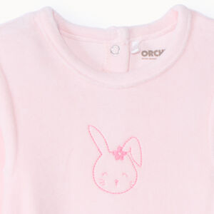 Φορμάκι βελουτέ μονόχρωμο με κέντημα για bebe κορίτσι 