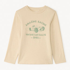 T-shirt à manches longues avec imprimé automobile pour garçon 