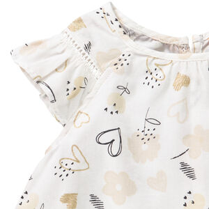 Τοπ με κοντά μανίκια με βολάν από σατέν για bebe κορίτσι 