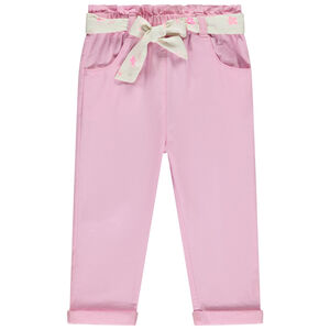Παντελόνι υφασμάτινο με εκτύπωση ζώνης για μωρό κορίτσι 
