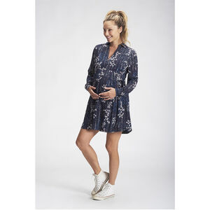 Robe de grossesse en voile à manches longues imprimé fleuri  