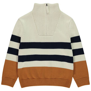 Πουλόβερ φαντεζί με ρίγες και ζιβάγκο πλεκτό για αγόρι 