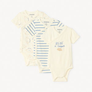 Σετ 3 κοντομάνικων φορμών με σχέδιο μισοφέγγαρου για μωρά αγόρια (διαφορετικά ανοίγματα ανάλογα με την ηλικία) 