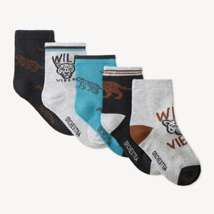 Lot de 5 chaussettes garçon à motifs félins 