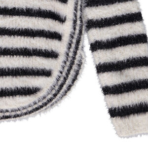 Πλεκτό πουλόβερ με ρίγες και εφέ γούνας για κορίτσι 