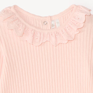 T-shirt à manches longues pour bébé fille avec col volanté 